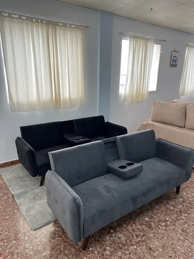 Sofá cama terciopelo - Negro y Gris