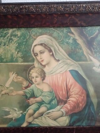 Cuadro antiguo Virgen María Niño Jesús