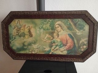 Cuadro antiguo Virgen María Niño Jesús