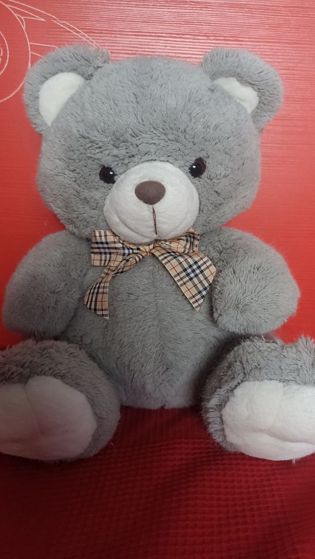 Urso cinza de pelúcia