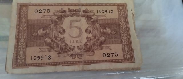 Banconota 5 Lire Italia - 1940