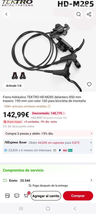 Pareja de Frenos hidráulicos Tektro HD-M285