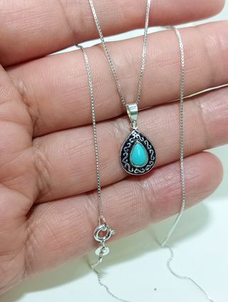 Cadena plata ley turquesa