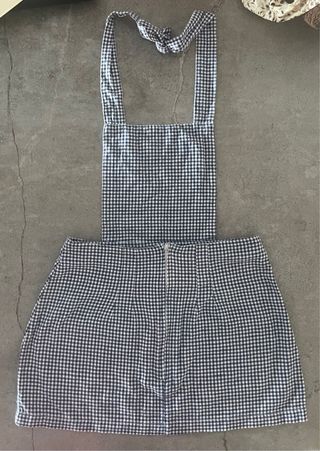 Vestido pichi vichy azul blanco - Talla L