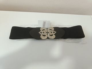 Cintura elastica nera - fibbia argento