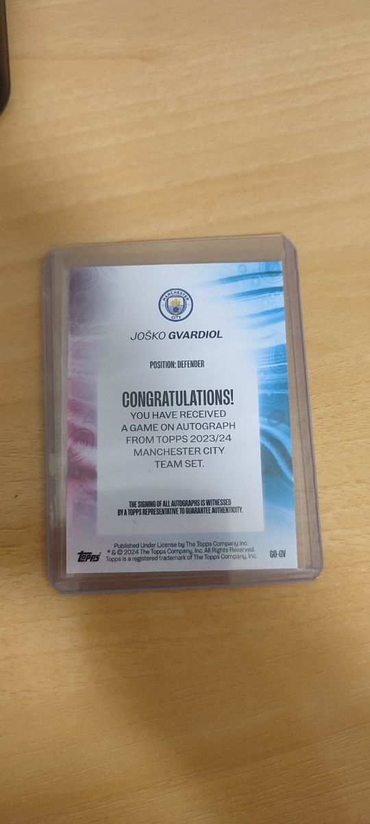 Carta Topps Gvardiol Manchester City 23-24
