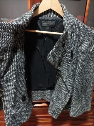 Traje chaqueta falda mujer gris-negro