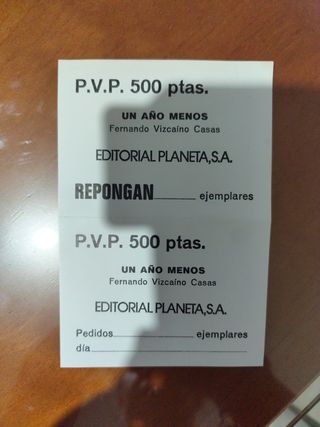 HOJA DE PEDIDO de 500 PESETAS.
