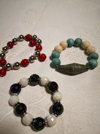 3 Braccialetti Perle & Metallo