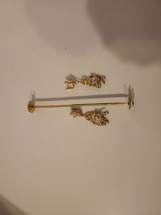Aderezo fallera dorado con perlas