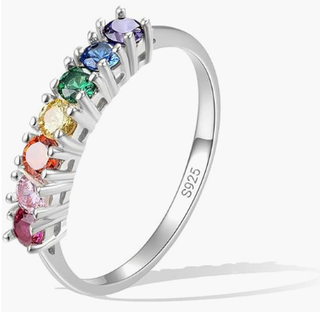 Anillo arcoiris plata ley 925