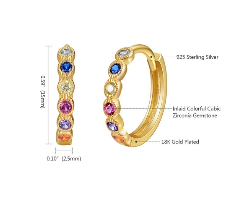 Aretes Plata 925 chapados en oro 18k