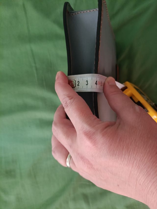 Bolso piel gris-naranja