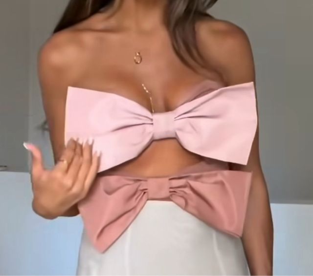 Top Zara lazo rosa XS