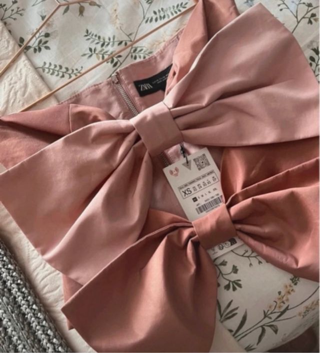 Top Zara lazo rosa XS