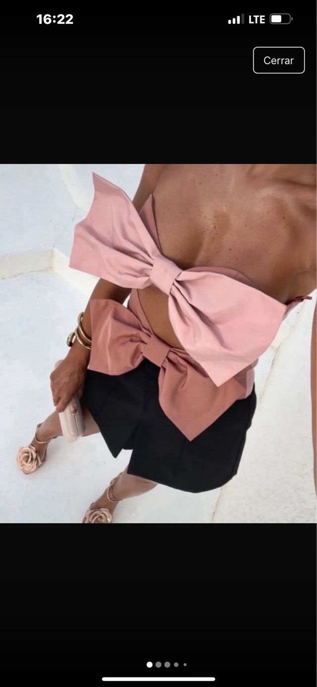 Top Zara lazo rosa XS