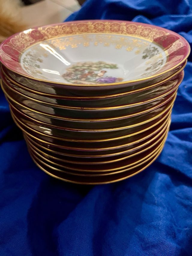 Set Piatti Macedonia Bavaria Oro/Rosso