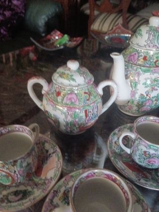 Juego café porcelana chino antiguo