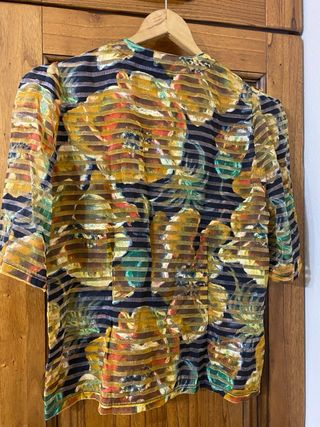 Camicia vintage elegante a righe multicolor