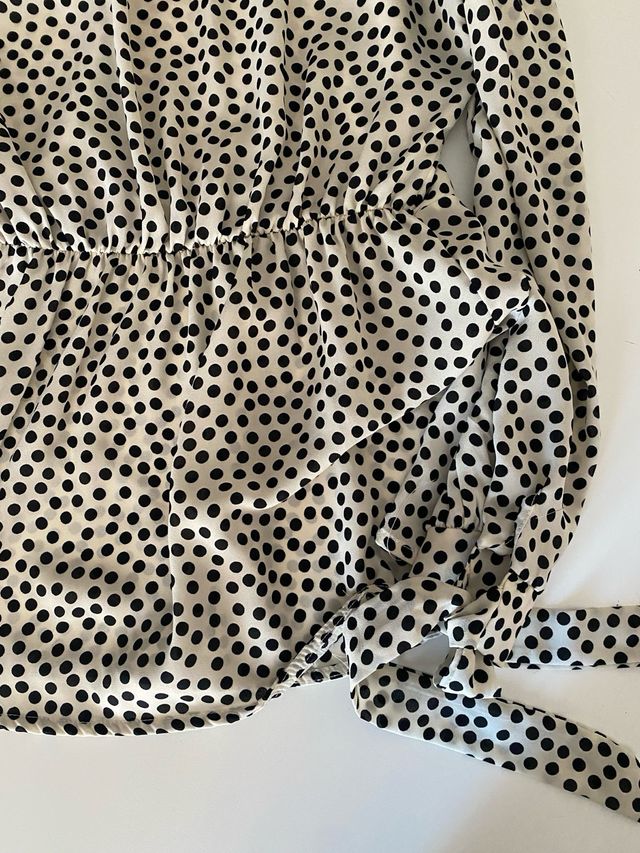 Blusa Pois Beige e Nero