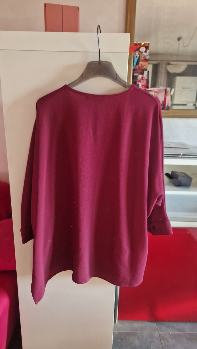 Blusa PLUMS Bordeaux Manica 3/4