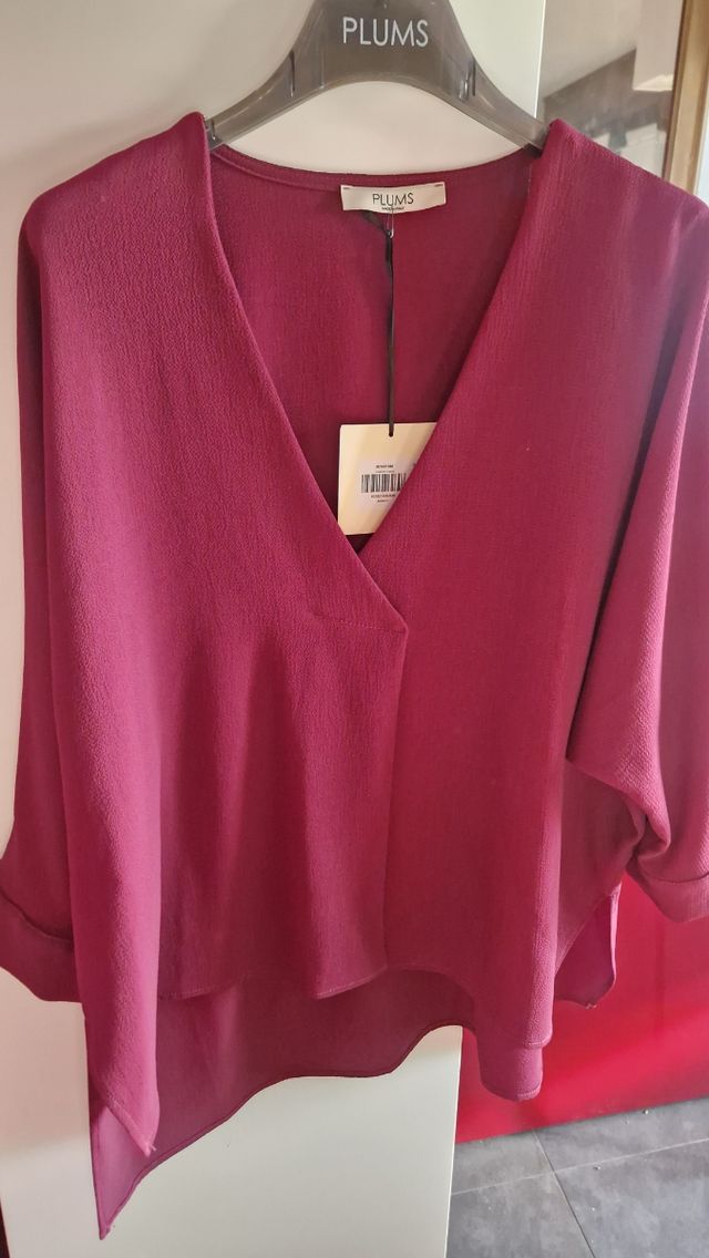 Blusa PLUMS Bordeaux Manica 3/4