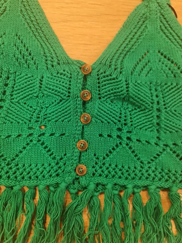 Top Desigual crochet verde