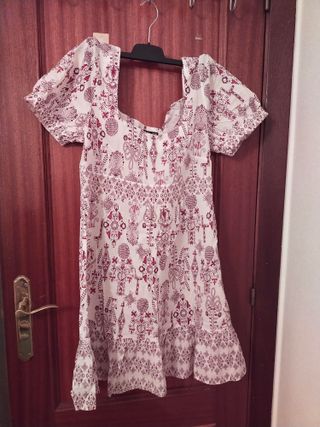 Vestido H&M - Blanco y Rojo - Talla XL