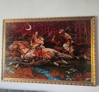 Cuadro terciopelo - Caballos dorados