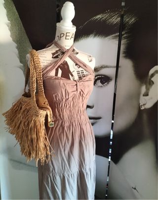Vestido beige boho chic