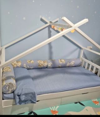 Protector para cama o cuna ositos - Azul