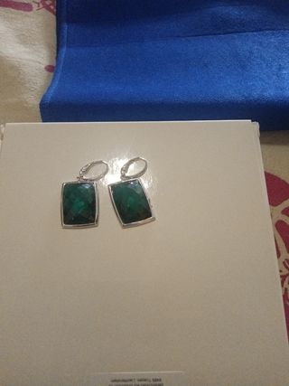 Orecchini Swarovski verdi rettangolari