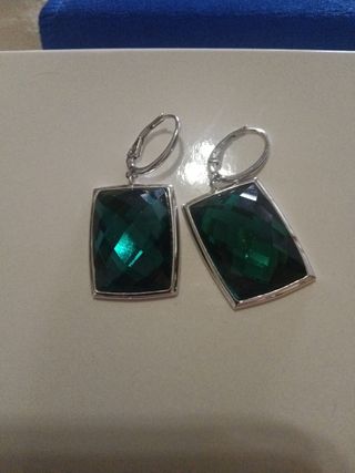 Orecchini Swarovski verdi rettangolari