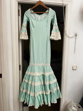 Traje Flamenca Verde Agua canastero 