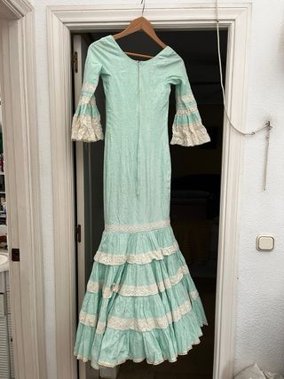 Traje Flamenca Verde Agua canastero 