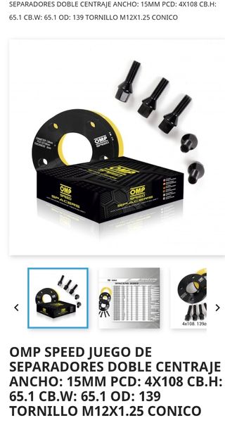 Separadores OMP Speed 15mm 4x108
CB.H: 65.1