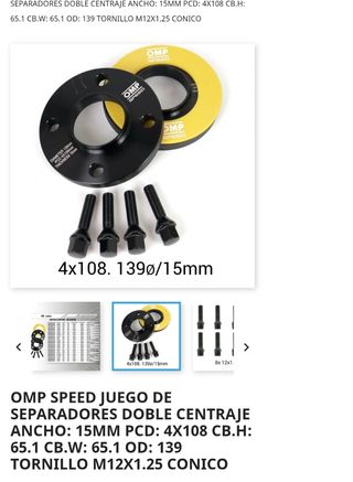 Separadores OMP Speed 15mm 4x108
CB.H: 65.1
