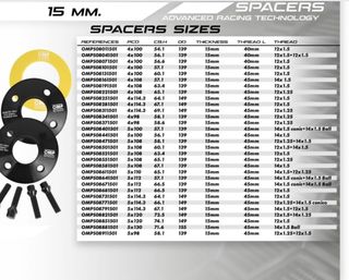 Separadores OMP Speed 15mm 4x108
CB.H: 65.1