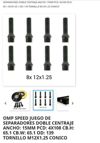Separadores OMP Speed 15mm 4x108
CB.H: 65.1