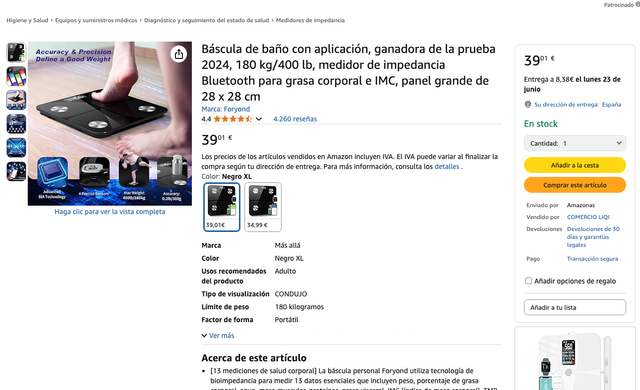 Báscula Baño App - Forjyd 180Kg