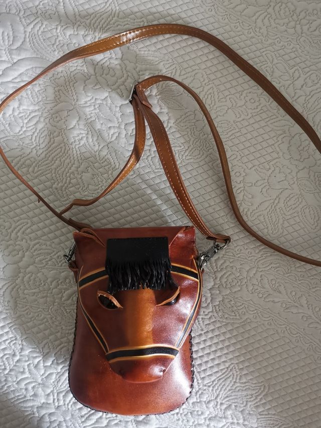Borsetta a tracolla cavallo in cuoio
