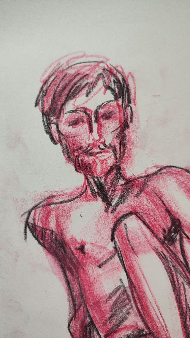 Dibujo a carboncillo - Modelo masculino