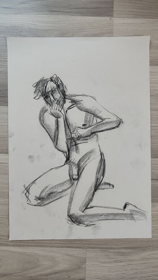 Dibujo modelo masculino desnudo