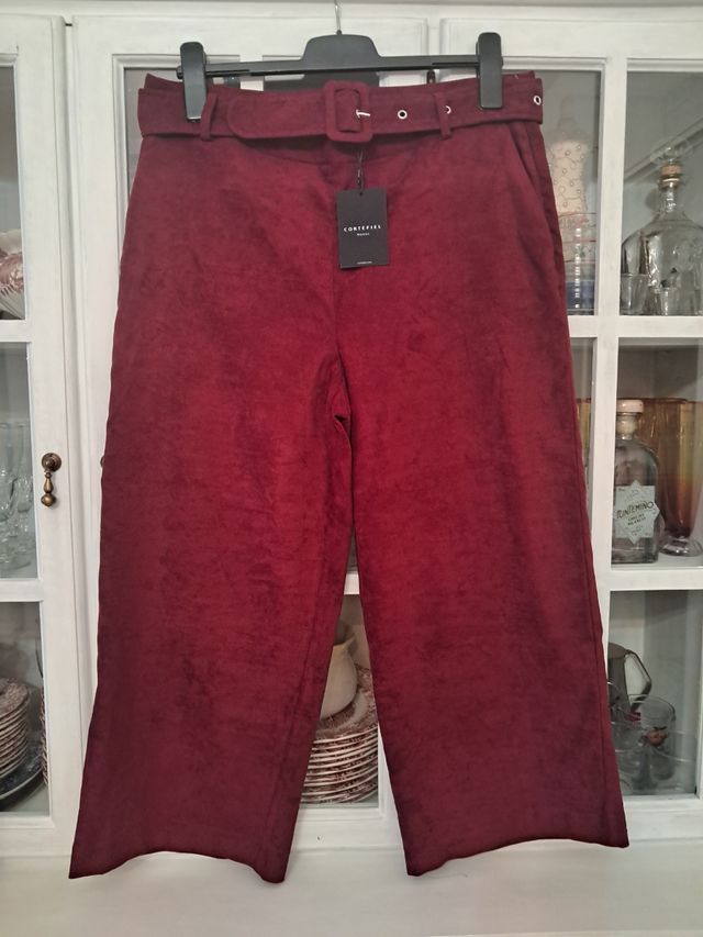 Pantalón Culotte burdeos Cortefiel