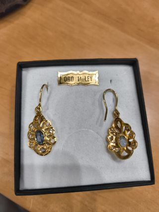 Pendientes oro 18k aguamarina