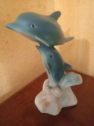Statua Delfini Ceramica Vintage
