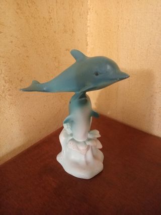 Statua Delfini Ceramica Vintage