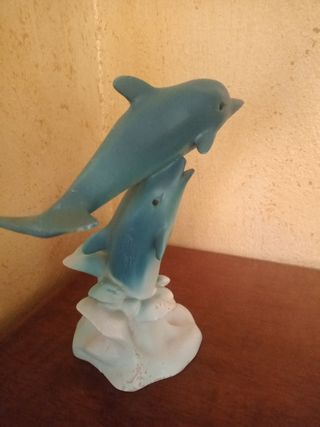 Statua Delfini Ceramica Vintage