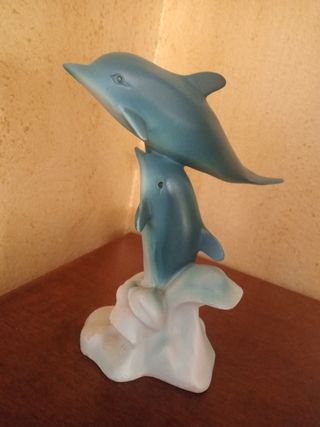 Statua Delfini Ceramica Vintage