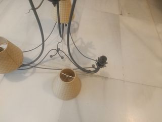 Lampara techo 3 luces - Negra y beige